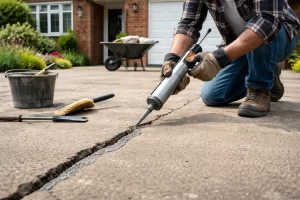 Concrete driveway crack inspection