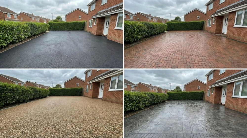 Freshly sealed tarmac driveway