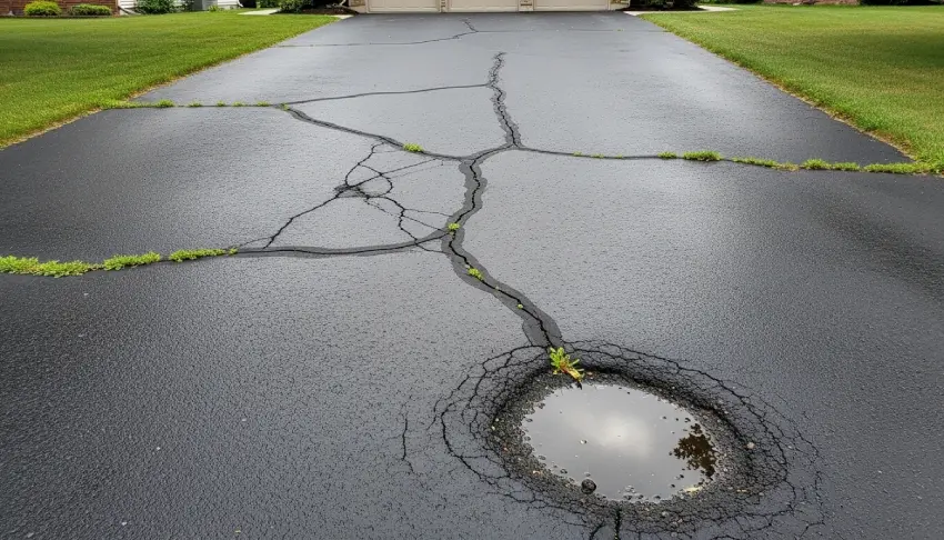 Pothole damage on driveway