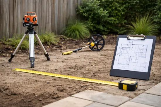 Porcelain and natural stone patio