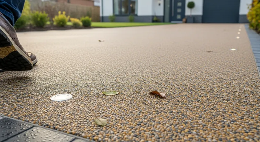 Resin driveway wet surface grip