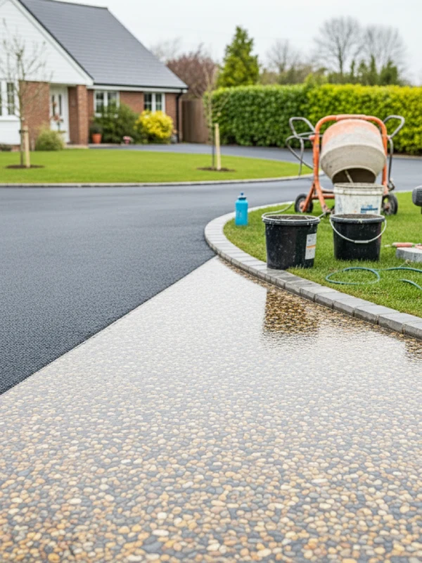 Natural stone resin driveway finish