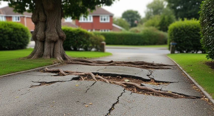 Tree roots damaging driveway surface