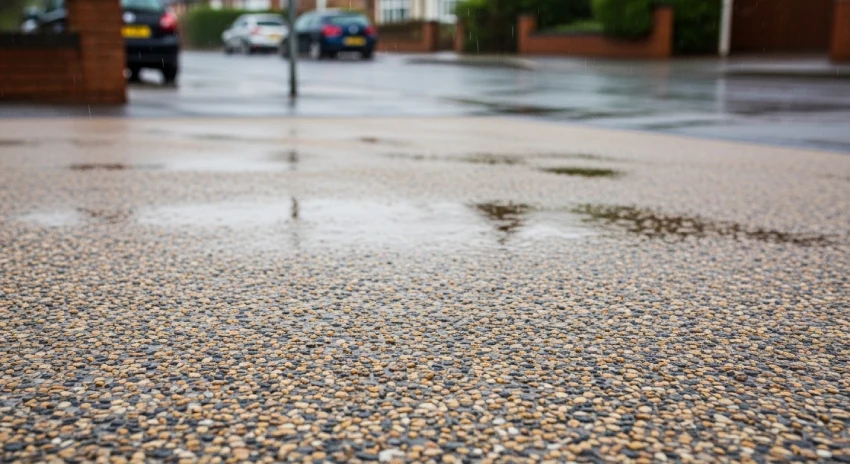 Resin driveway wet surface grip